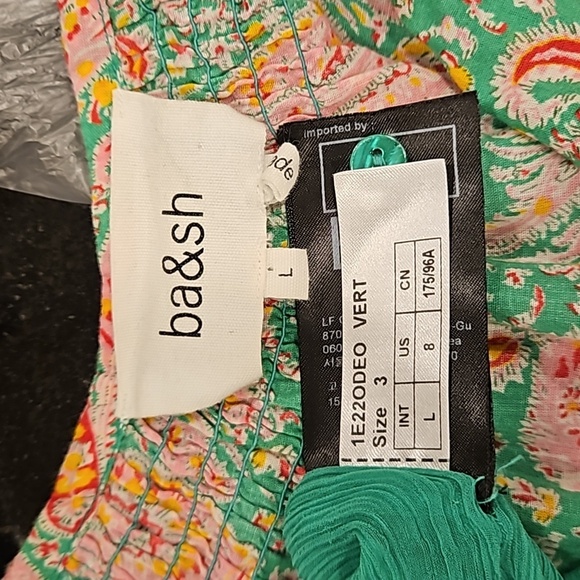 💕BA&SH💕 Odeon Robe Dress ~ Vert Green Paisley Print Large - Picture 16 of 16